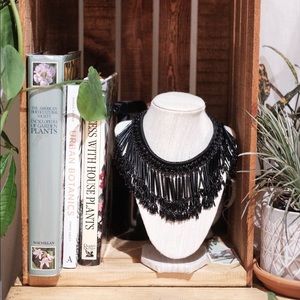 Zara Black Jeweled Statement Necklace